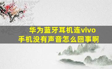 华为蓝牙耳机连vivo手机没有声音怎么回事啊