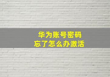 华为账号密码忘了怎么办激活