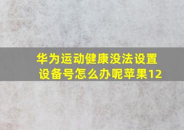 华为运动健康没法设置设备号怎么办呢苹果12