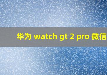 华为 watch gt 2 pro 微信