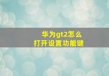 华为gt2怎么打开设置功能键