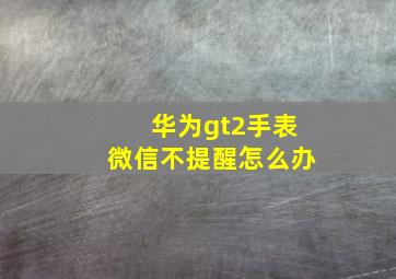 华为gt2手表微信不提醒怎么办