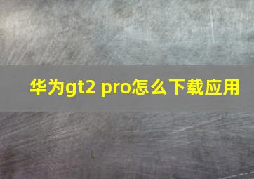 华为gt2 pro怎么下载应用