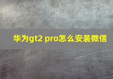 华为gt2 pro怎么安装微信