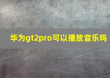 华为gt2pro可以播放音乐吗