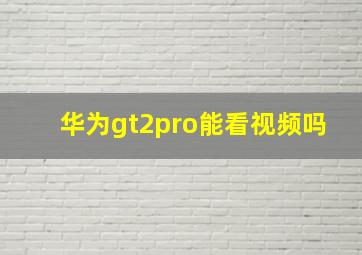 华为gt2pro能看视频吗