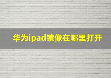 华为ipad镜像在哪里打开