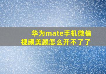 华为mate手机微信视频美颜怎么开不了了