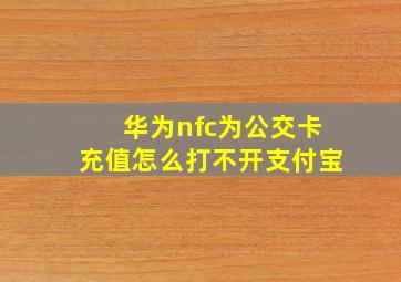 华为nfc为公交卡充值怎么打不开支付宝