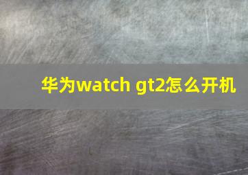 华为watch gt2怎么开机