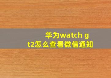 华为watch gt2怎么查看微信通知