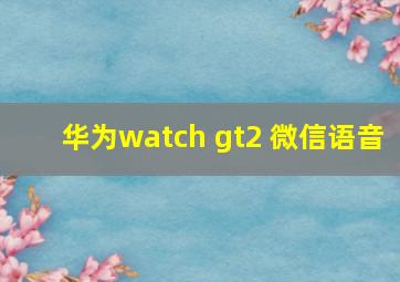 华为watch gt2 微信语音