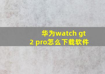 华为watch gt2 pro怎么下载软件