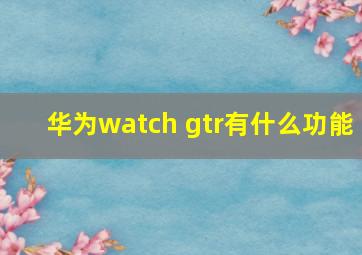 华为watch gtr有什么功能