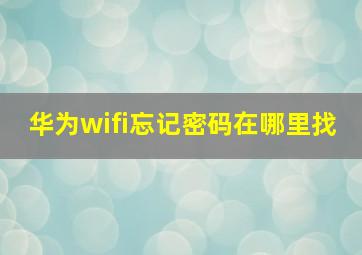 华为wifi忘记密码在哪里找