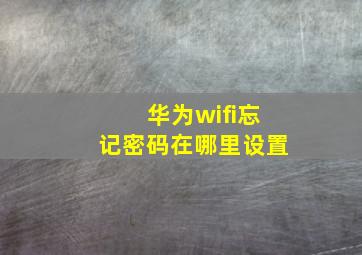 华为wifi忘记密码在哪里设置