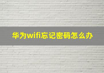 华为wifi忘记密码怎么办