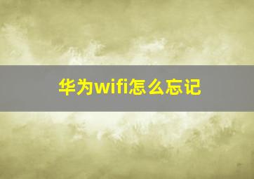 华为wifi怎么忘记