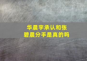 华晨宇承认和张碧晨分手是真的吗