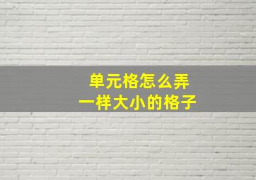 单元格怎么弄一样大小的格子