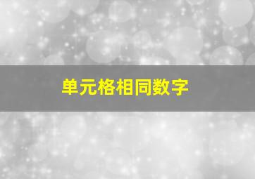 单元格相同数字