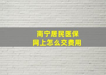 南宁居民医保网上怎么交费用