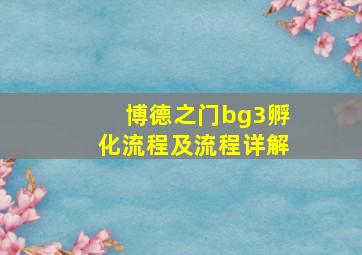 博德之门bg3孵化流程及流程详解