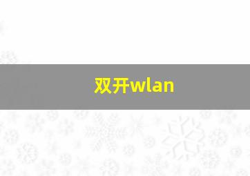 双开wlan