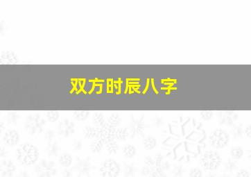 双方时辰八字