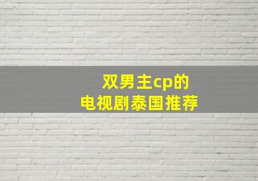 双男主cp的电视剧泰国推荐