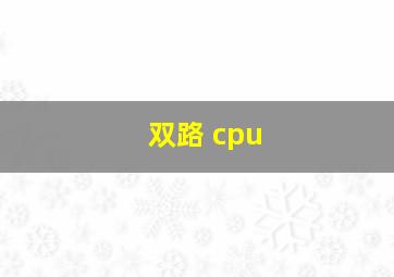 双路 cpu