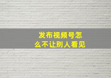 发布视频号怎么不让别人看见