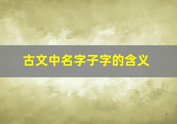 古文中名字子字的含义