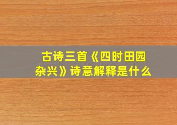 古诗三首《四时田园杂兴》诗意解释是什么