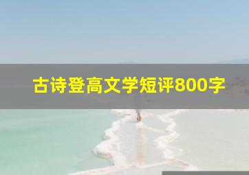 古诗登高文学短评800字