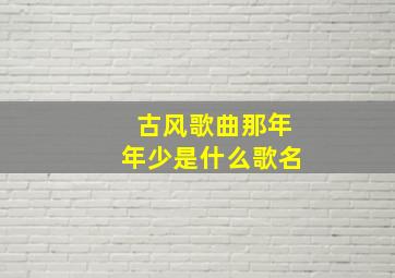 古风歌曲那年年少是什么歌名