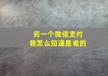 另一个微信支付我怎么知道是谁的