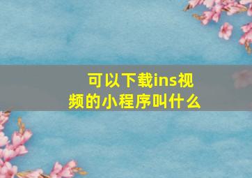 可以下载ins视频的小程序叫什么