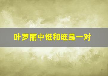 叶罗丽中谁和谁是一对