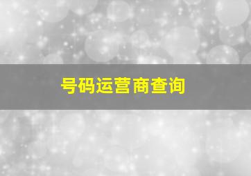 号码运营商查询