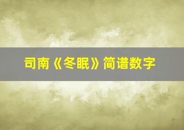 司南《冬眠》简谱数字