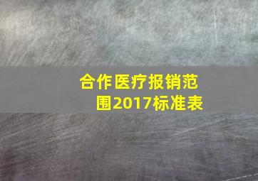 合作医疗报销范围2017标准表