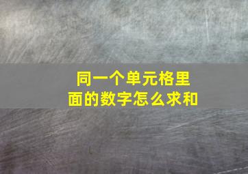 同一个单元格里面的数字怎么求和