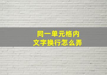 同一单元格内文字换行怎么弄