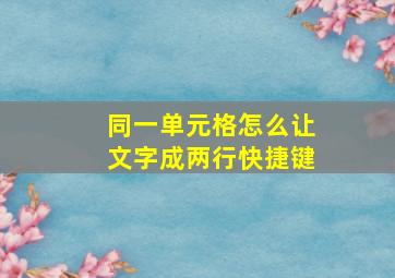 同一单元格怎么让文字成两行快捷键