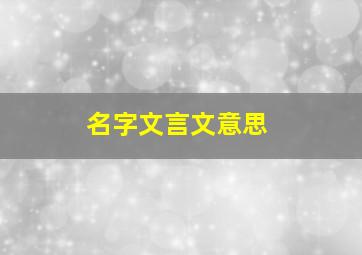 名字文言文意思