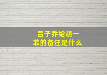 吕子乔给胡一菲的备注是什么