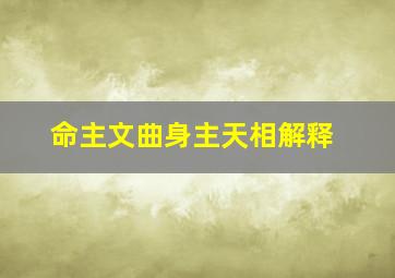 命主文曲身主天相解释