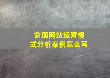 命理网站运营模式分析案例怎么写