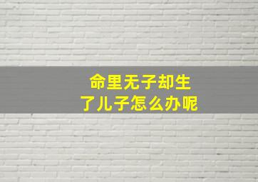 命里无子却生了儿子怎么办呢